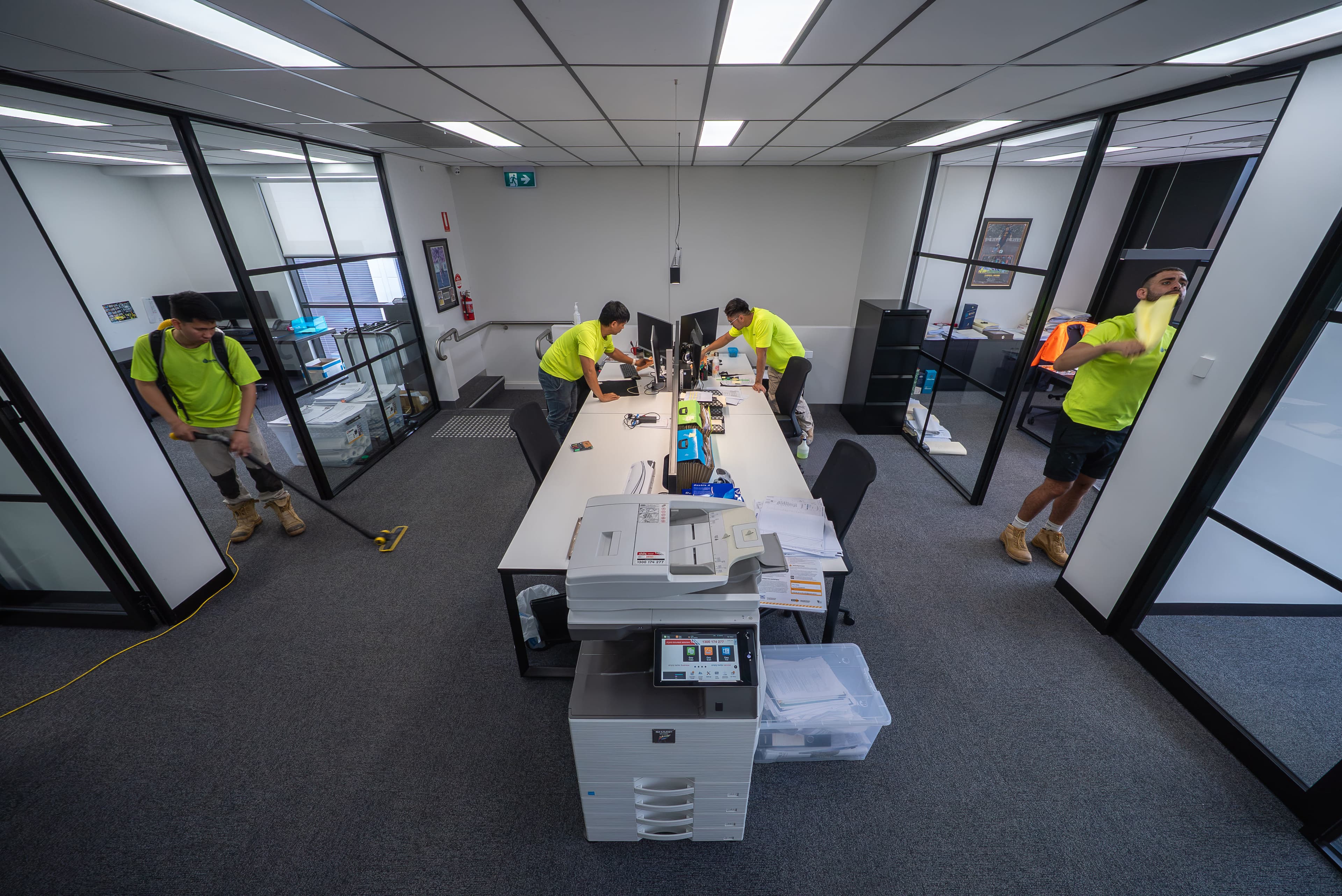 Skoopa team cleaning a modern Melbourne office
